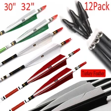 12Pcs 30"/32" Carbon Arrows SP500 Turkey Feathers Archery Compound Bow Hunting