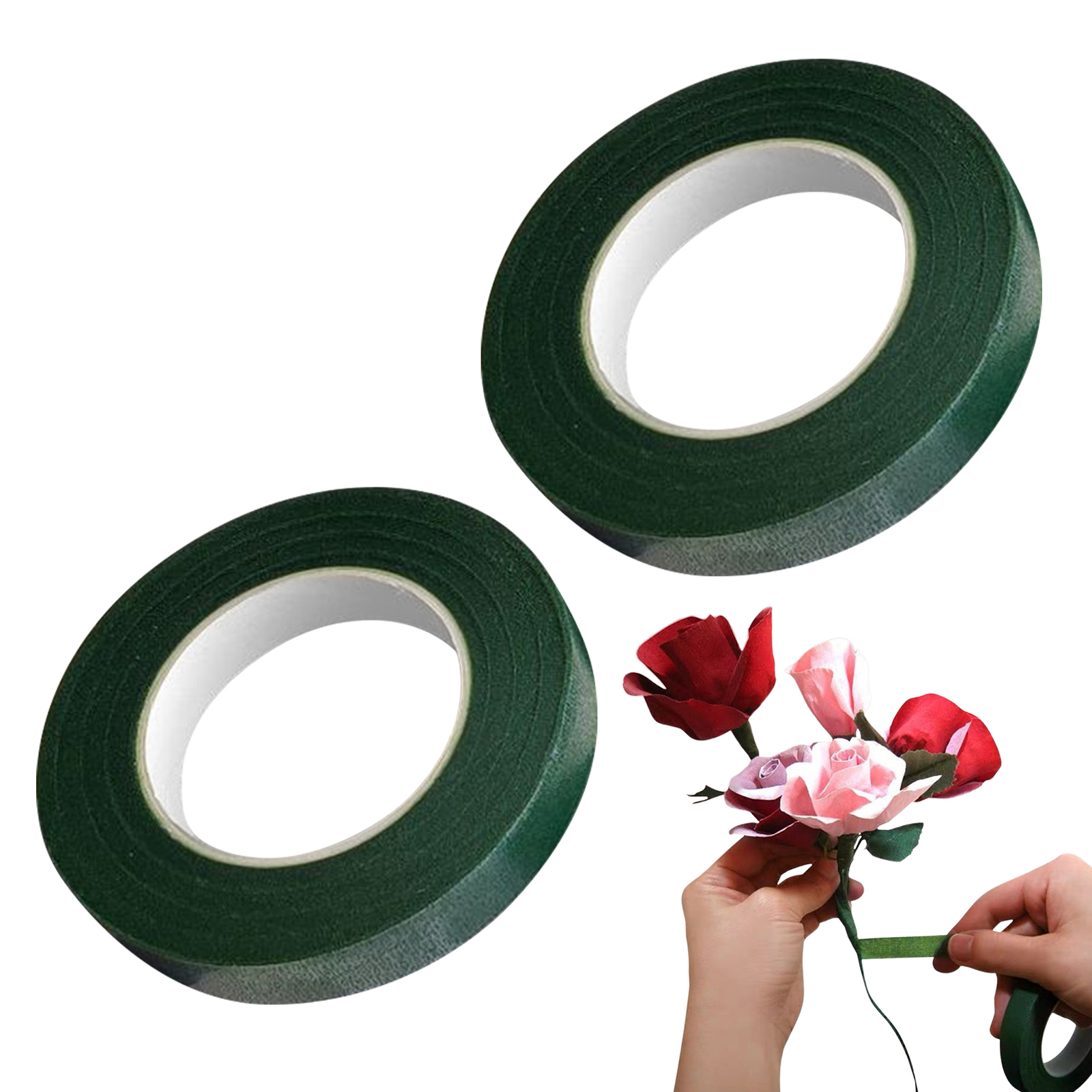 2rolls Floral Tape Green Bouquet Wrap 88.6ft/30Yd For Fresh Flower Professional