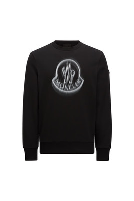 MONCLER $640 Men's Black Blurred Sweatshirt New And Authentic