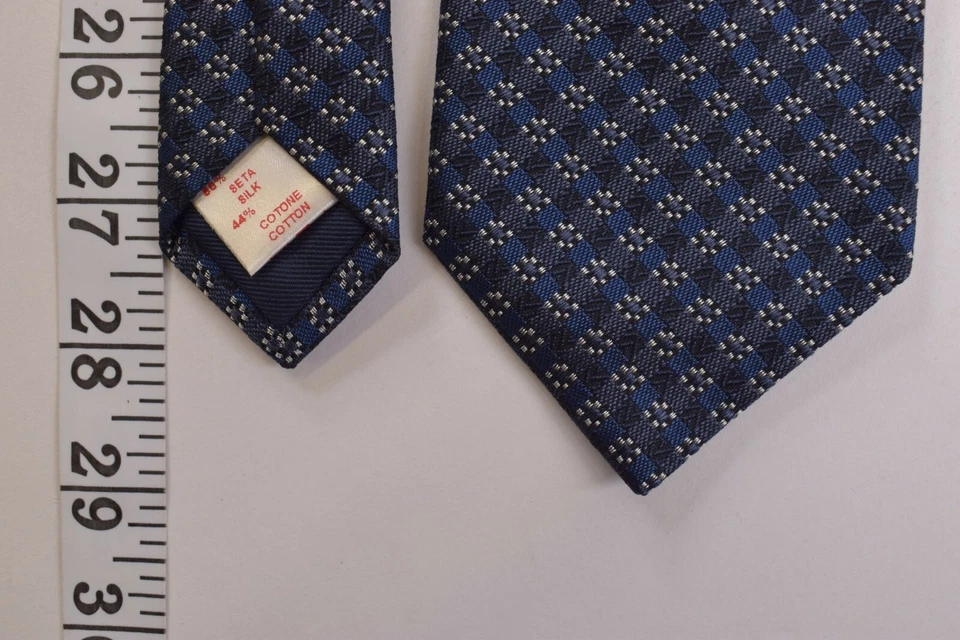 Altea Neck Tie NWT Blue and White Plaid Silk Blend - Image 4 of 4