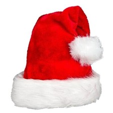 Velvet Christmas Hat for Kids,Santa Hat Xmas Hat Comfort Thicken Fur Red