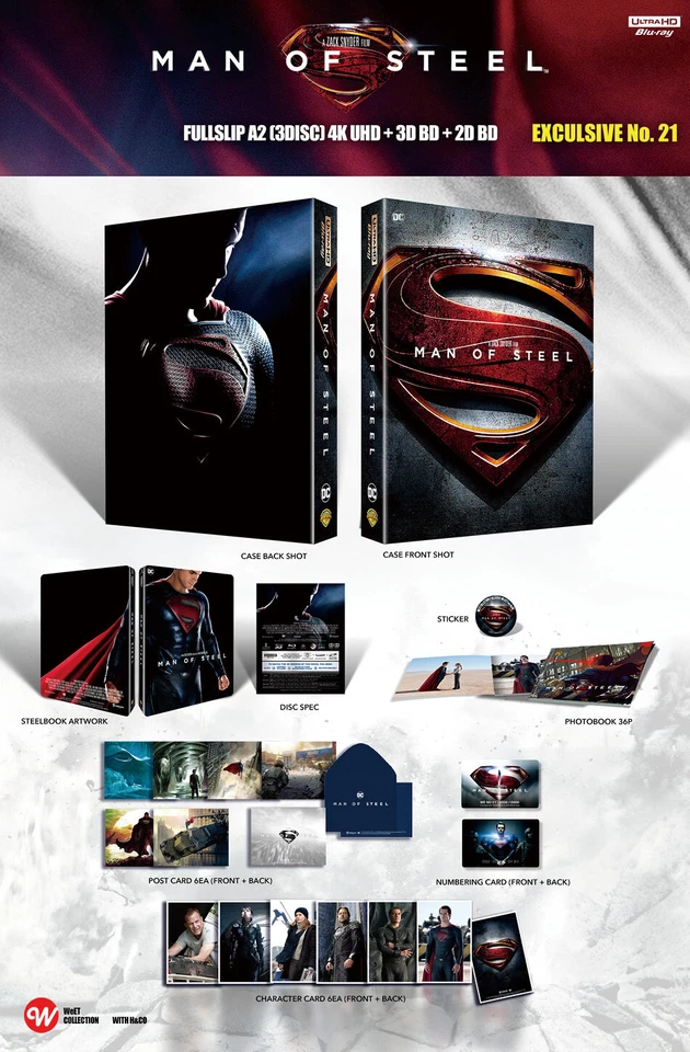 Man Of Steel - 4K UHD + BLU-RAY 2D & 3D Steelbook Limited - Full Slip A2 / WeET - Image 3 of 3