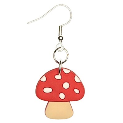 Mushroom Shroom Earrings Handmade Hypoallergenic Silver Plated