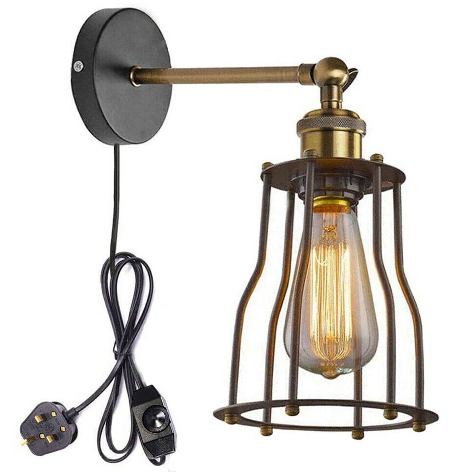 Vintage Wall Light UK Plug in Sconce Indoor Wall Lights Bedside LED
