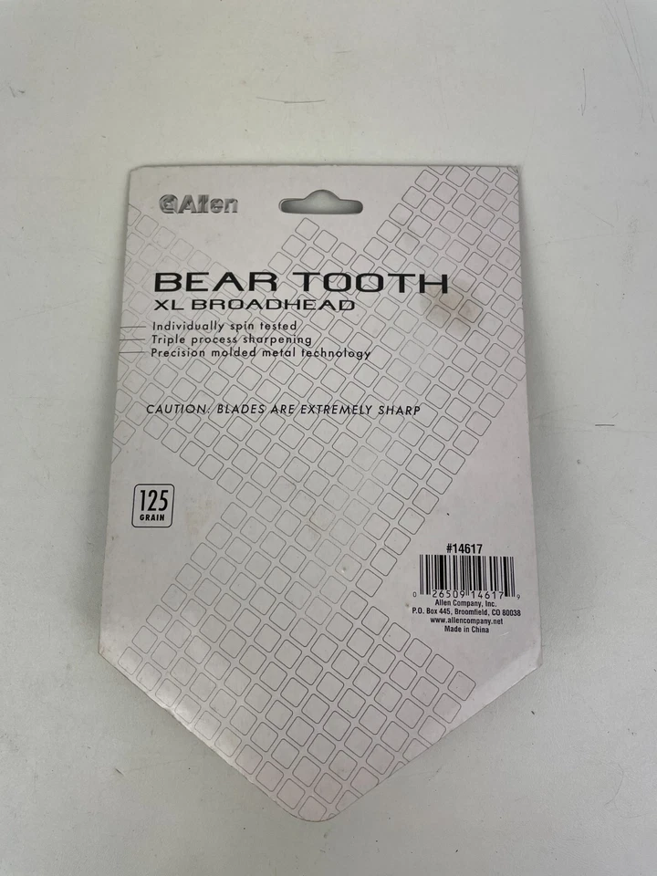 Bear Tooth XL Cabeza Ancha 1 1/4" 3 Hojas -125 Grano XL 3 Cabezas de Flecha Allen Platino Foto 2 de 4