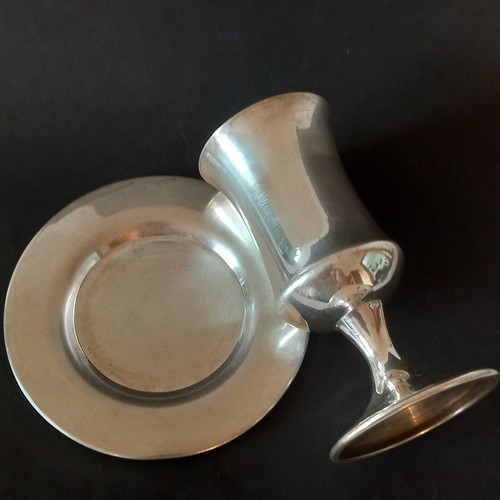 Vintage Shabbat Kiddush Silver Plated/Richard SD 999 Marked Cup Saucer Nice 145g - Picture 19 of 22