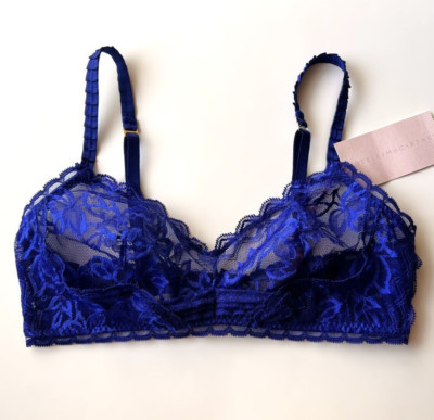 STELLA McCARTNEY Suzie Doting Blue Lace Bralette Soft Cup Bra SMALL S21-278