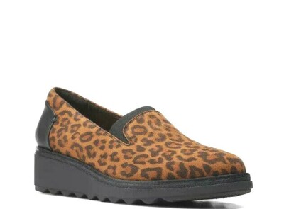 CLARKS Women's SHARON DOLLY Suede/Leather LEOPARD