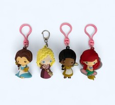DISNEY PRINCESS FIGURAL BAG CLIP LOT OF 4 ARIEL BELLE TIANA SARAH HOCUS POCUS