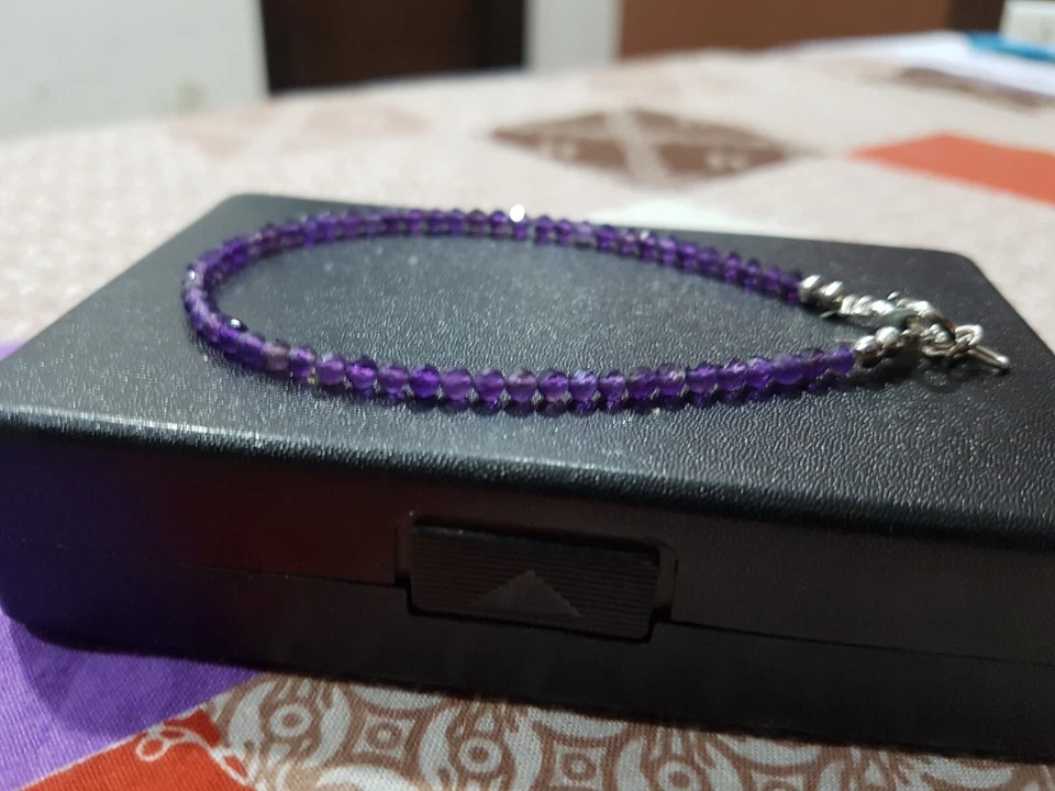 Collana in argento sterling 925 con pietre preziose ametista gioielli regalo b55 - Immagine 2 di 4