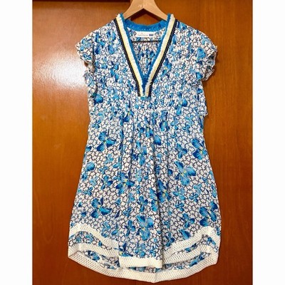 Poupette St. Barth x Vilebrequin Sasha Mini Dress Blue Iris Print Size XS