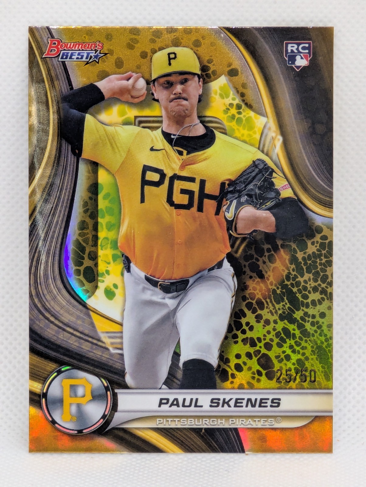 2024 Bowman's Best Paul Skenes RC Gold Lava Refractor Rookie #25/50 Pirates