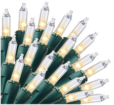 Clear Christmas String Lights, 200 Warm White Fairy Lights, 43FT, Green Wire