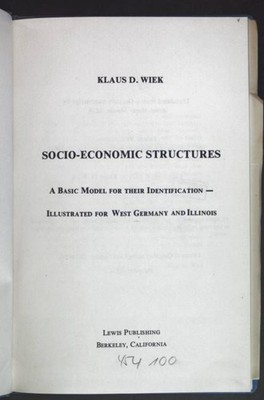Socio-Economic Structures - A Basic model for their Identification. Wiek, Klaus