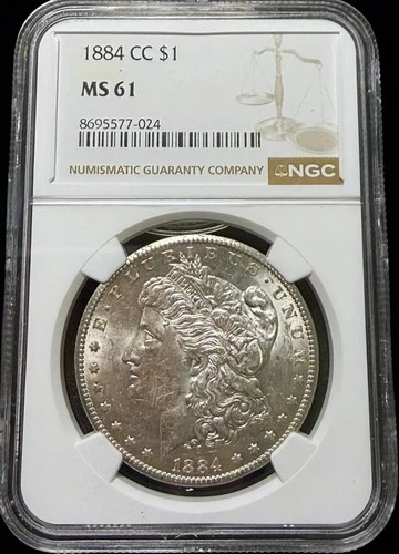1884-CC Morgan Silver Dollar Coin- NGC MS61