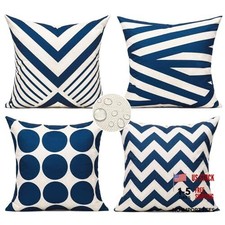 Outdoor Waterproof Throw Pillow Covers 18X18 Set of 18" x 18" Pack of 4 Navy