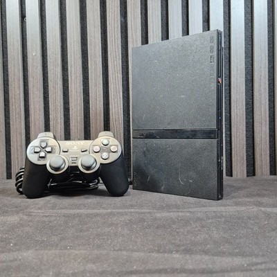 Sony PlayStation 2 Slim PS2 Konsole Schwarz Controller Memory Card Gut