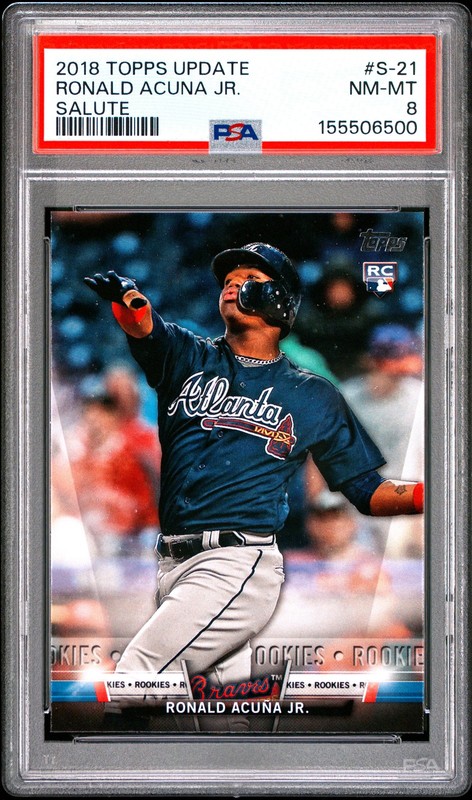 2018 Topps Update Salute #S-21 Ronald Acuna Jr. Salute PSA 8