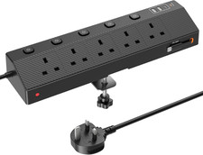 Desk Extension Lead 1.8M, STGAROT PD 30W Power Strip with Retractable USB C Cabl