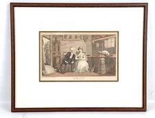 Dr Syntax with the Dairy Maid Framed T. Rowlandson Hand-Colored Etching~1815