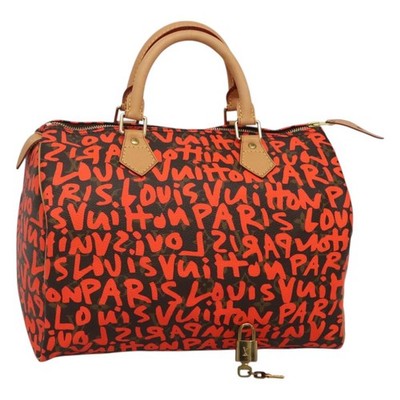 LOUIS VUITTON Monogram Graffiti Speedy 30 Hand Bag Orange M93705