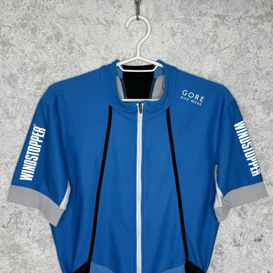 Camisa Gore Bike Wear Windstopper Hombres L Ciclismo Cremallera Completa Jersey Ciclismo Forrado Azul Foto 2 de 4