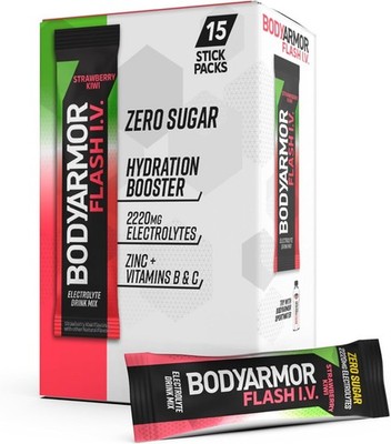 Electrolyte Drink Mix Packets Strawberry Kiwi Zero Sugar Coconut Water Singles