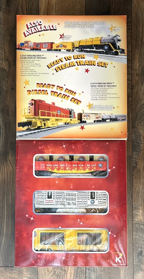 K-LINE RINGLING BROS CIRCUS EXPANSION PACK #6-22126 3 CARS + TRACK NEW IN BOX - Image 3 of 4