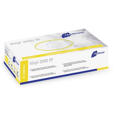 Meditrade Vinyl 2000 PF Einmalhandschuhe aus Vinyl Größe XS | Packung (100