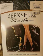 Berkshire Ultra Sheers 4415 Control Top Pantyhose Size 1 Navy Blue Sandlefoot
