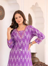 Indian Women Floral Printed Rayon Sraight Kurta Kurti Top Tunic Pakistani dress