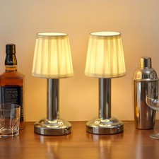 Newsee Small Cordless Table Lamp 2 Pack 11.4 H Fabric Shade Touch Lamps 4000Mah
