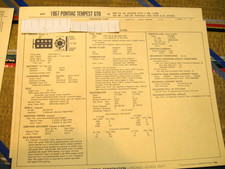 1967 Pontiac Tempest. Gto. V8. 400-335-360 Hp.  Standardsadjustments Card