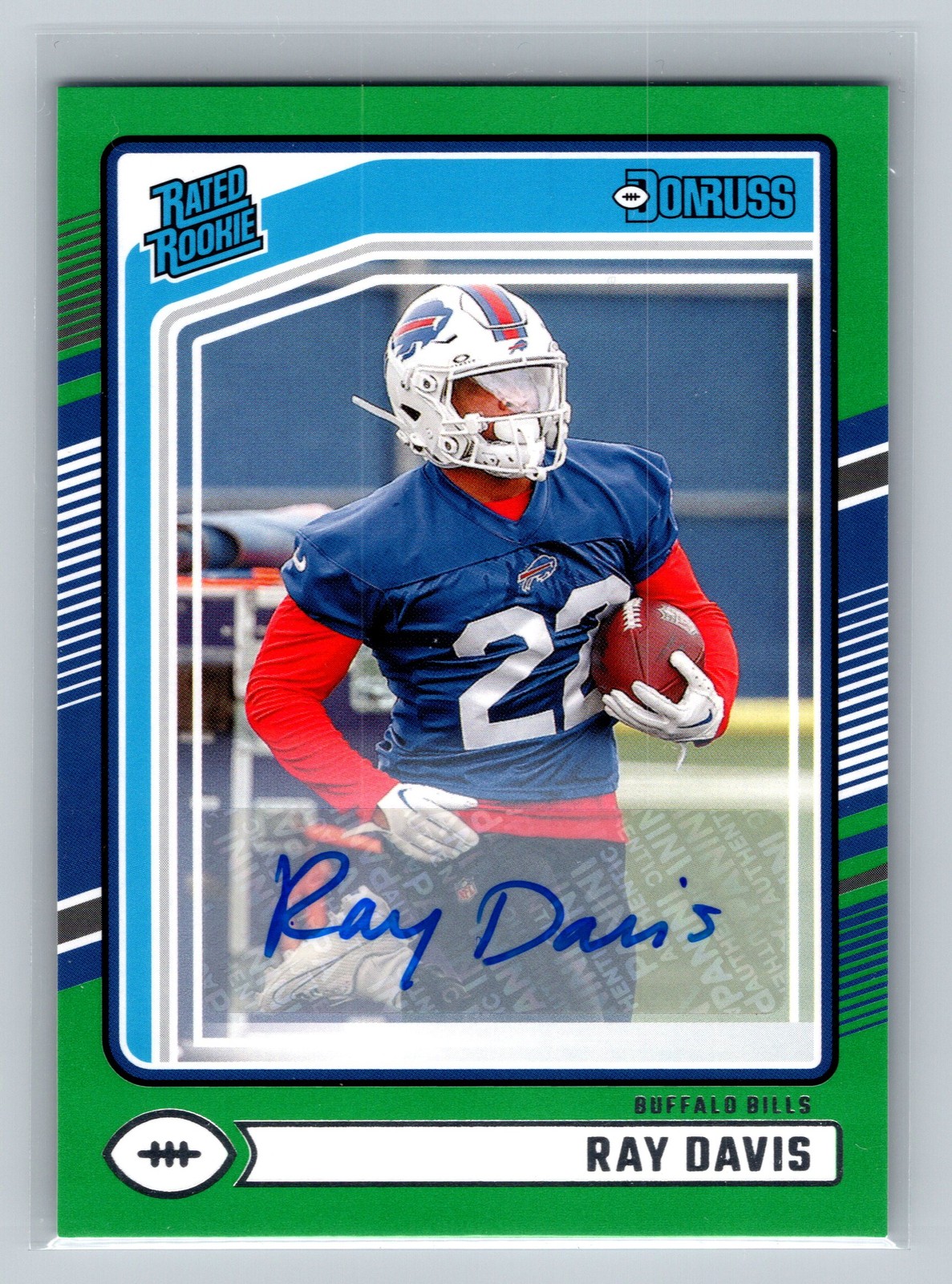 2024 Donruss Ray Davis #316 Rated Rookies Autographs Green Buffalo Bills