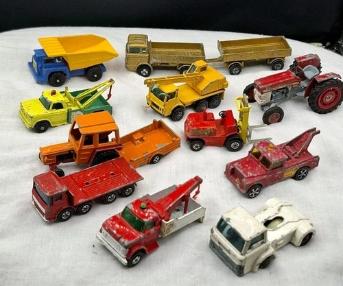 Vehicles Mixed Corgi Matchbox Vintage Job Lot of 11 Unboxed trucks Helpera Cars