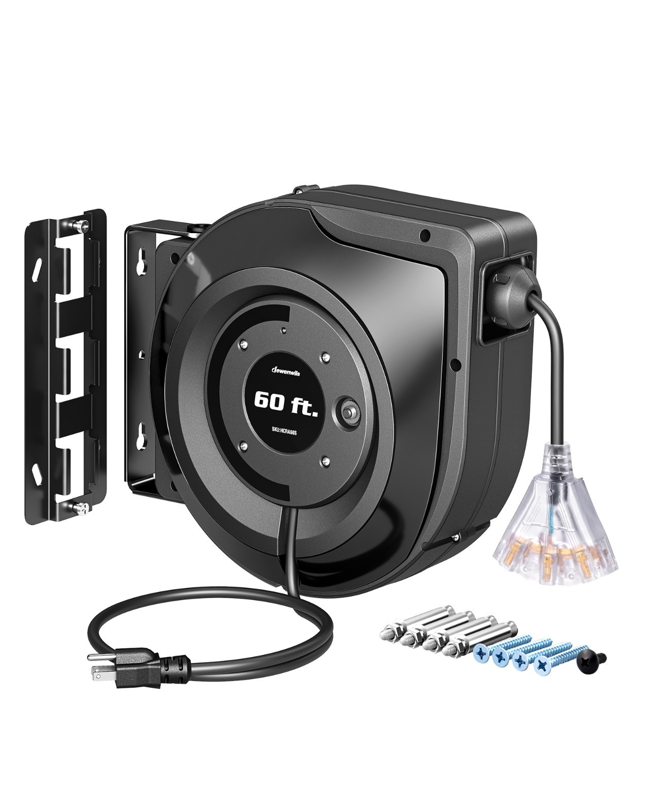 DEWENWILS Retractable Extension Cord Reel,Wall/Ceiling Mounted Heavy Duty Power