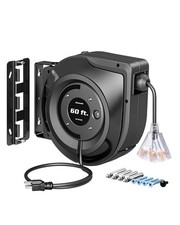 DEWENWILS Retractable Extension Cord Reel, 60FT Retractable Cord Reel, 12AWG/3C