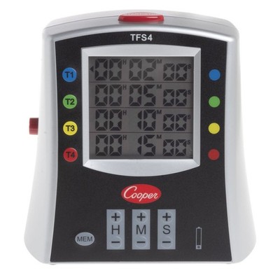 Cooper-Atkins TFS4-0-8 Large Color-Coded Multi-Station Digital Timer, 99 Hours