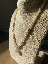 Gorgeous Freshwater Pearls Handmade Necklace With Central Rose Quartz Pendant