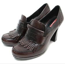 PRADA SPORS Shoes Loafers Pumps Heel EU 38 US 8 Brown Authentic