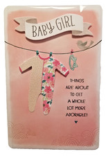 New Baby Girl Greeting Card Dimensional Pink Congratulations Adorable Envelope