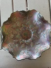 Vintage Carnival Glass Leaf Pattern Multicolor  Vintage Bowl