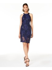 JUMP Womens Navy Sleeveless Above The Knee Sheath Dress Size: 34