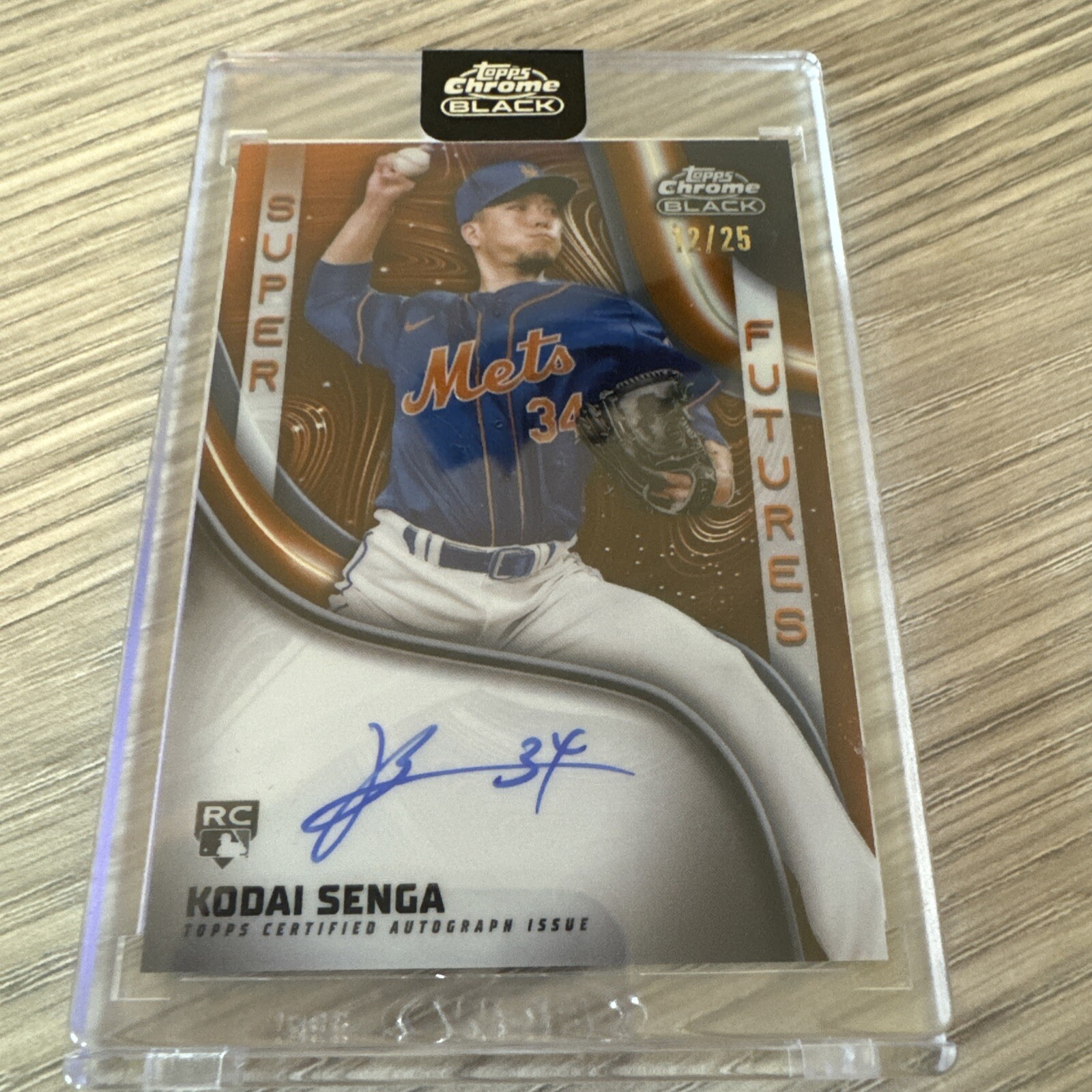 2023 Topps Chrome Black Kodai Senga Orange Ref Rookie Auto #/25 METS