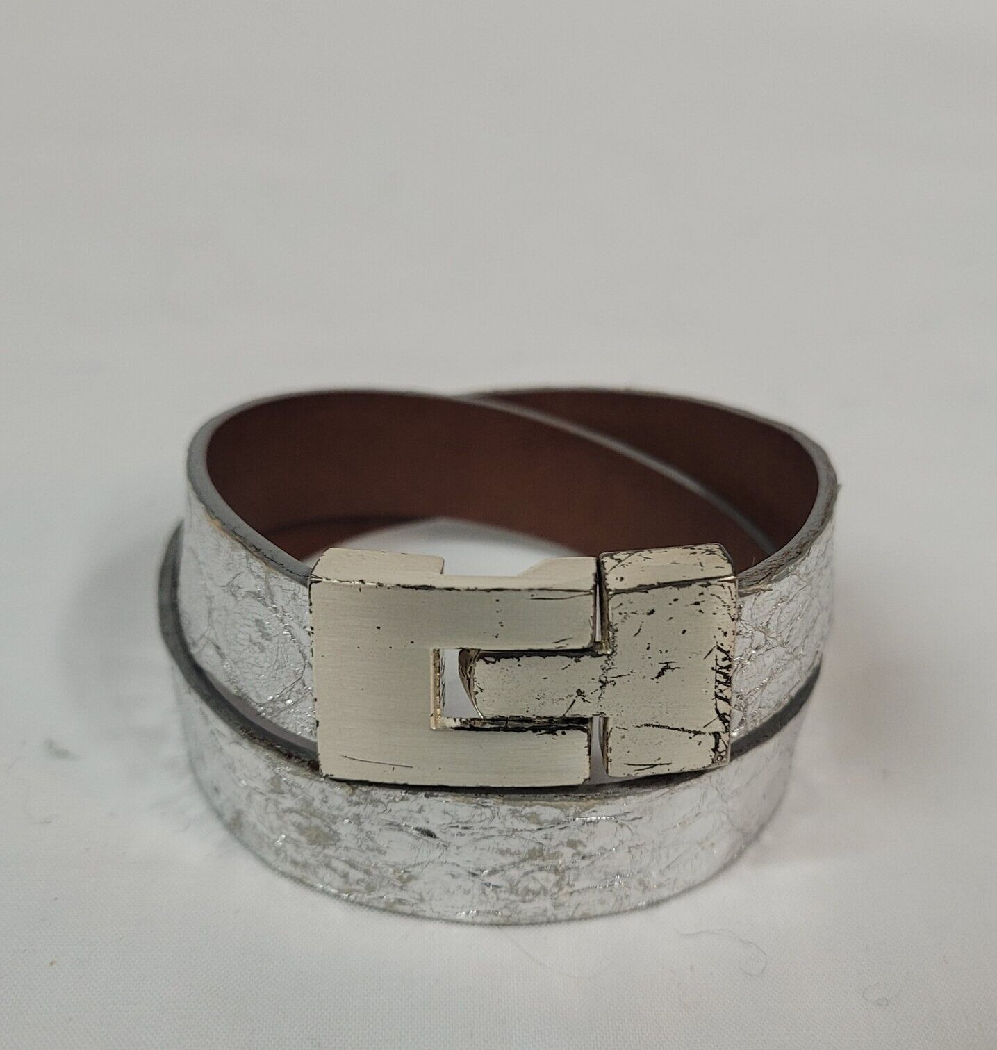 LEIGHELENA Silver GENUINE PYTHON Wrap Bracelet Do… - image 5