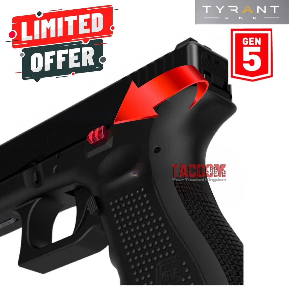 Tyrant Designs Extended Slide Stop RED Release GL0CK GEN 5 17 19