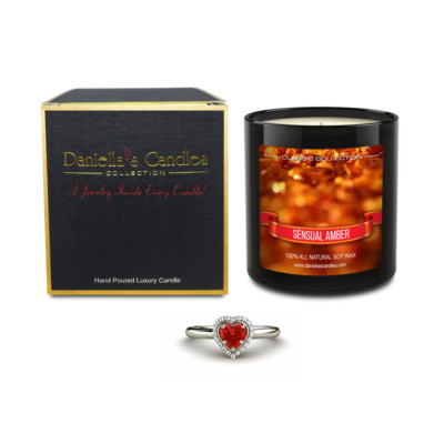 DANIELLA'S CANDLES Sensual Amber Surprise Jewelry Candle, Perfect Gift Idea