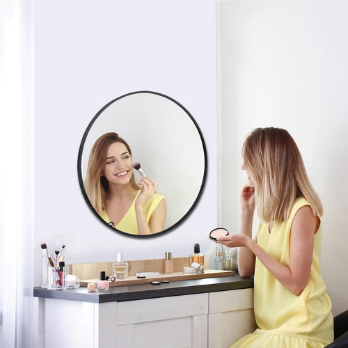 Bathroom Wall Mirror Vanity Mirror with Frame for Home Decor Round/Rectangular - Picture 13 of 40