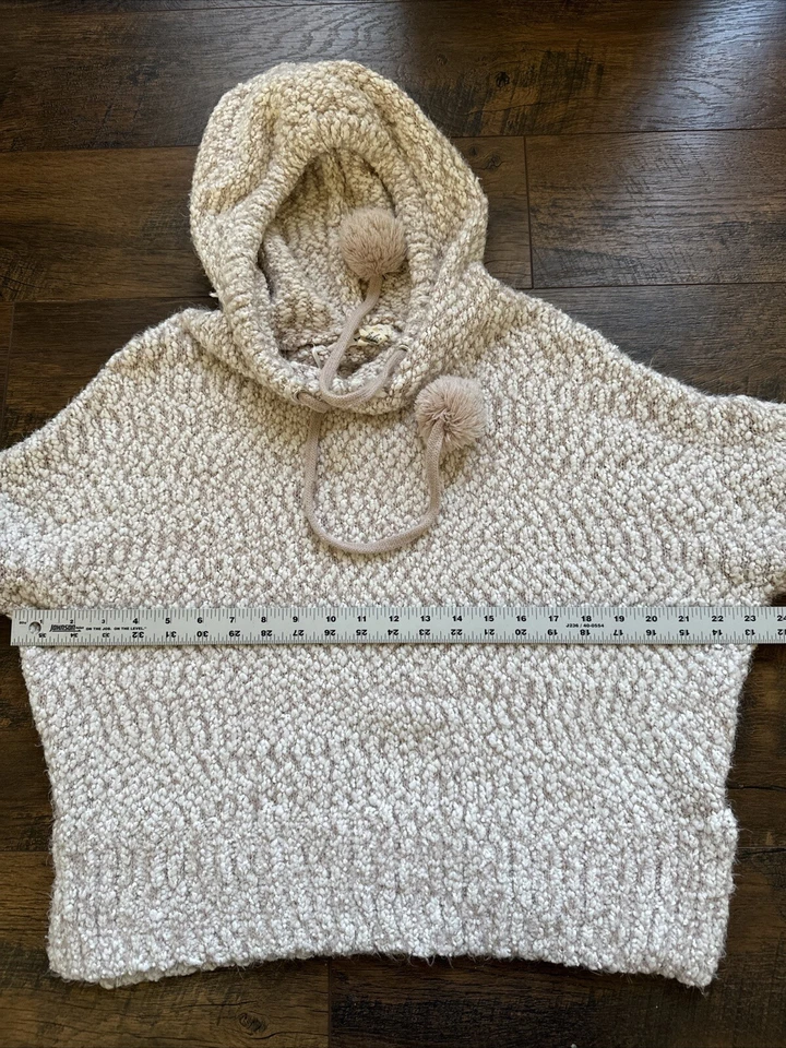 Да Lola Anthropologie с капюшоном свитер кремовый бежевый Puff мячи размер большой EUC A2 - Изображение 4 из 4