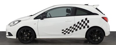 2x Seiten Karomuster Aufkleber kompatibel mit Vauxhall Corsa Sticker vc7